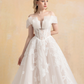 Off Shoulder Ball Gown Wedding Dress with Floral Lace / "Marina"