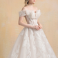 Off Shoulder Ball Gown Wedding Dress with Floral Lace / "Marina"