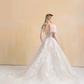 Off Shoulder Ball Gown Wedding Dress with Floral Lace / "Marina"