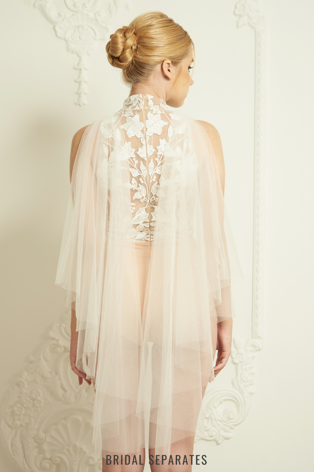 High Neckline Bridal Bodysuit with Couture Lace / "Eulalie"