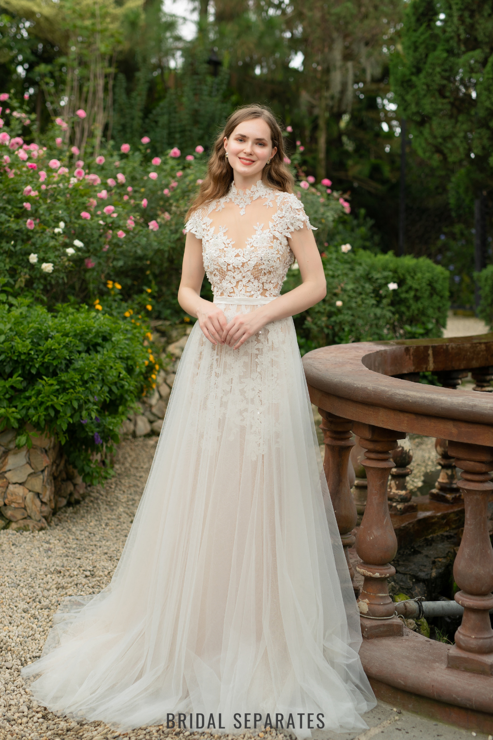 High Neck Lace Ball Gown Wedding Dress / "Hasna"