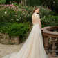 High Neck Lace Ball Gown Wedding Dress / "Hasna"