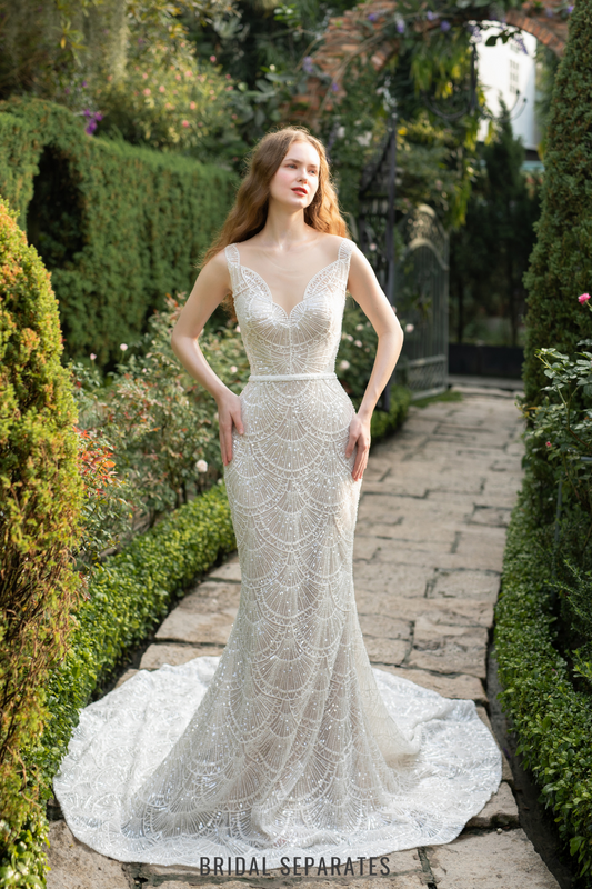 Mermaid Wedding Dress with Beaded Lace / "Joelle"