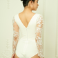 Long Sleeves Bridal Bodysuit with Lace / "Helene"