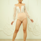 Long Sleeves and Plunging Neckline Bridal Bodysuit / "Maika"