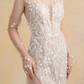 High Slit Wedding Dress with Detachable Sleeves / "Martina"