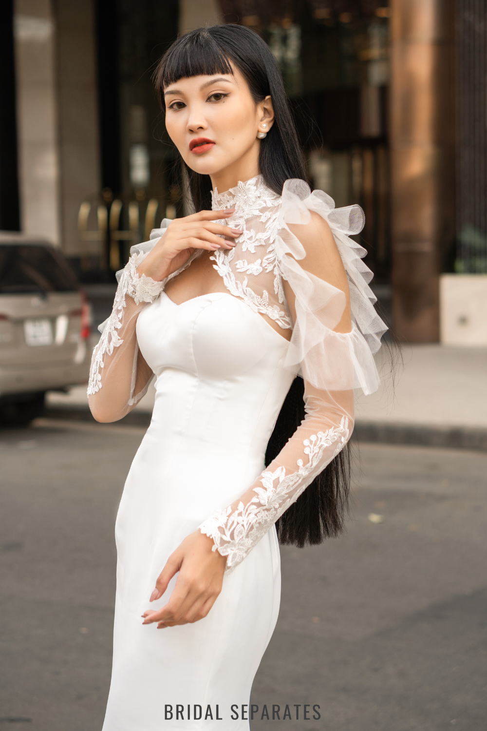 Long Sleeves Bridal Bolero with Glittered Tulle / "Elysia"