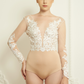 Long Sleeves Bridal Bodysuit with Couture Lace / "Angelie"