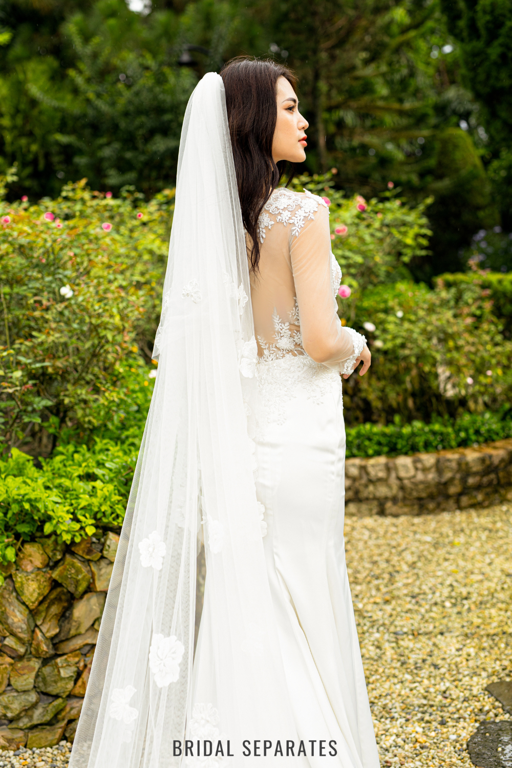 Two Layers Lace Bridal Veil / "Scarlet"