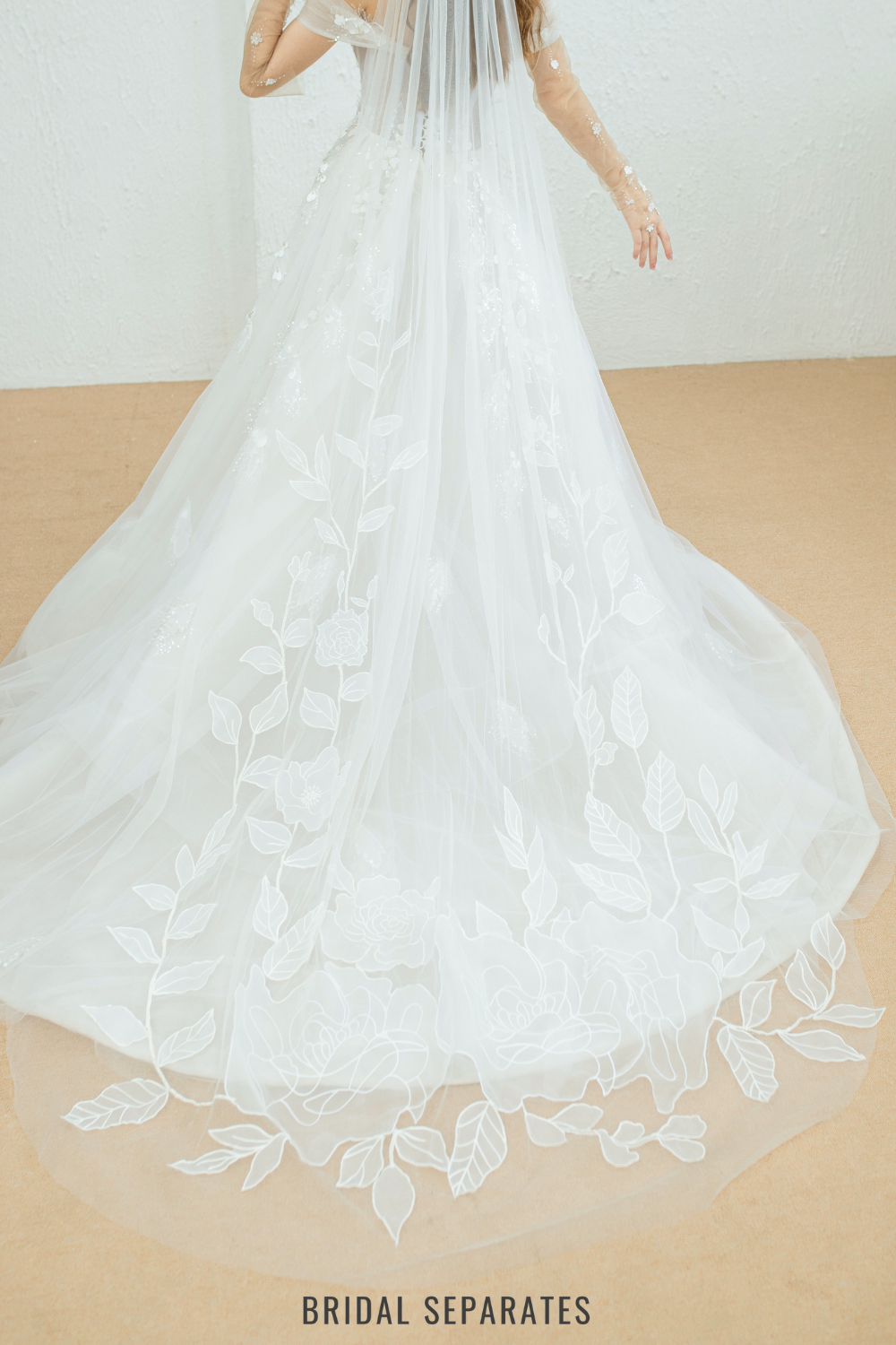 Two Layers Floral Lace Bridal Veil / "Charlise"