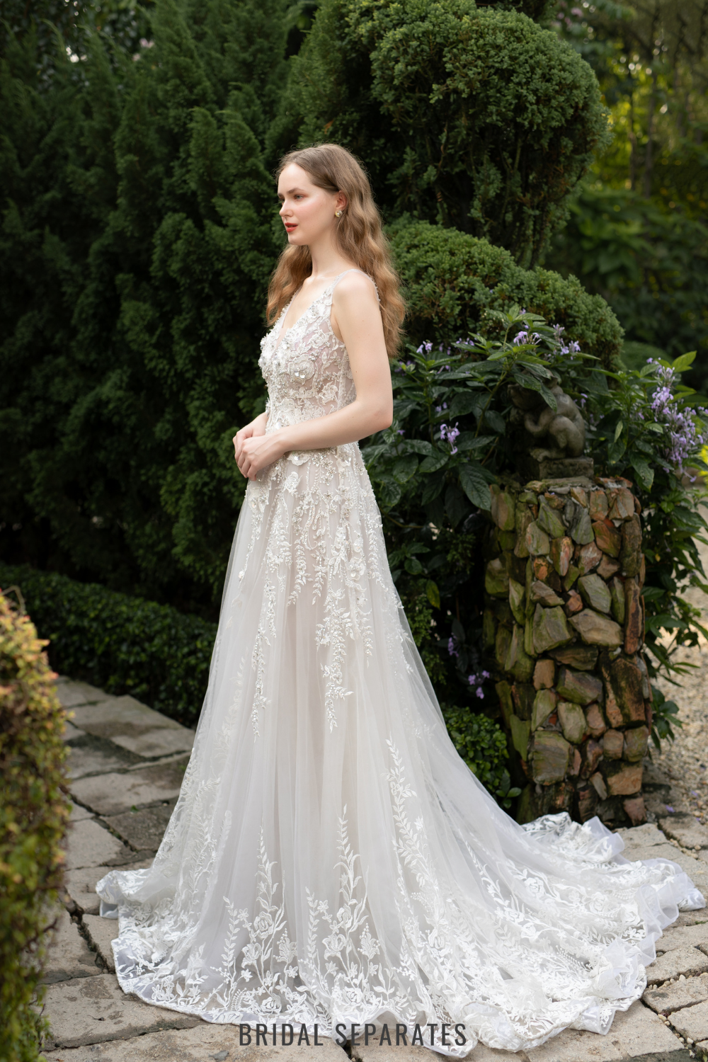 Ball Gown Wedding Dress with 3D Floral Lace / "Karina"