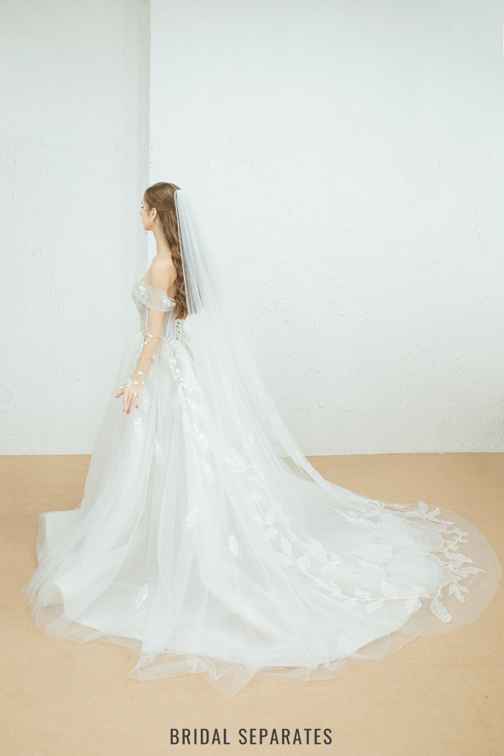 Two Layers Floral Lace Bridal Veil / "Charlise"