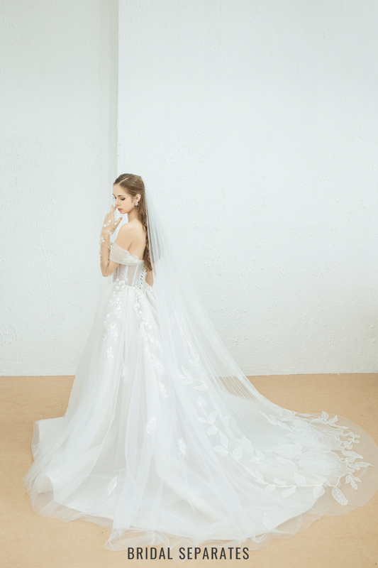 Two Layers Floral Lace Bridal Veil / "Charlise"