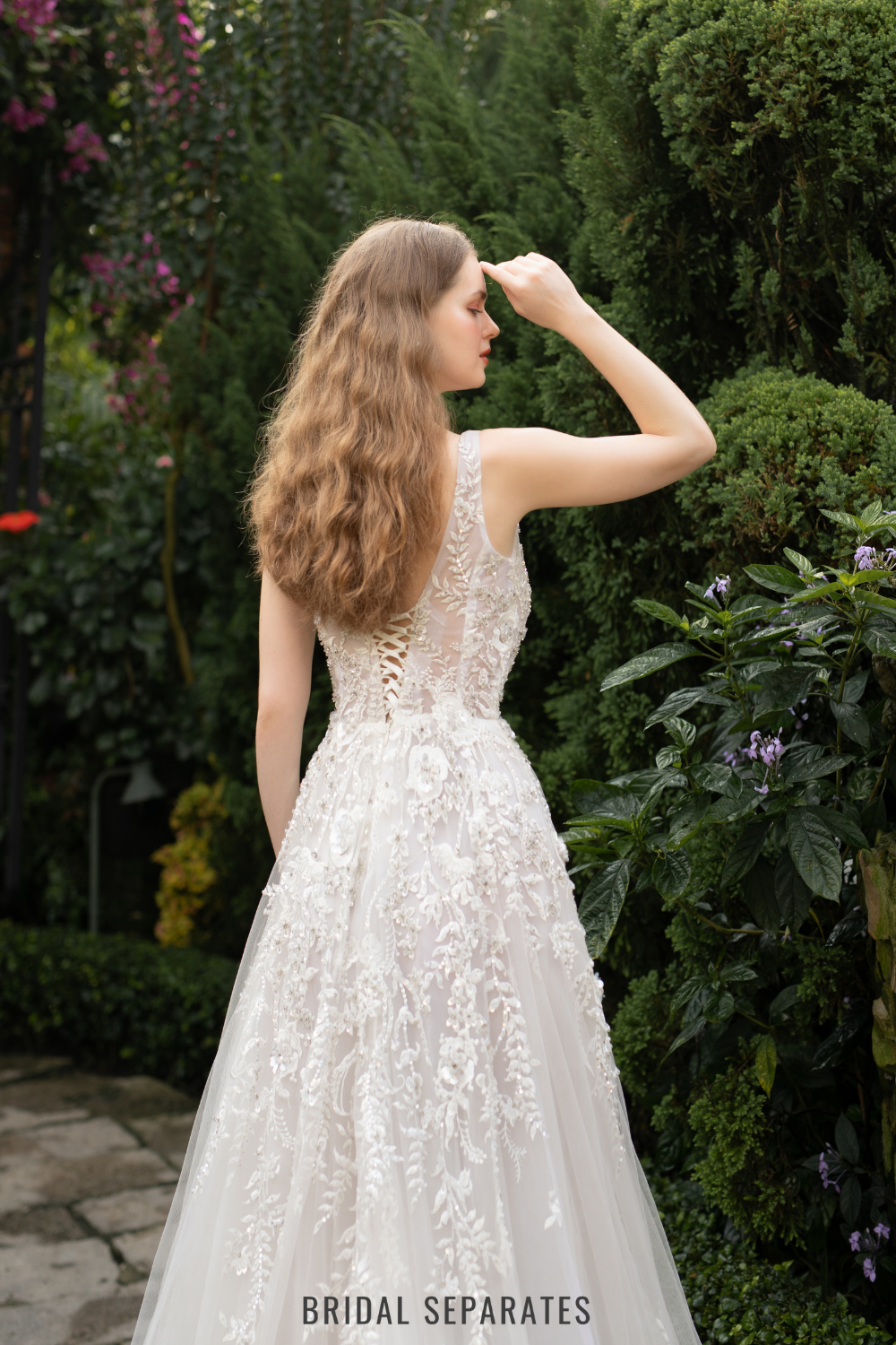 Ball Gown Wedding Dress with 3D Floral Lace / "Karina"