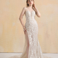 High Slit Wedding Dress with Detachable Sleeves / "Martina"