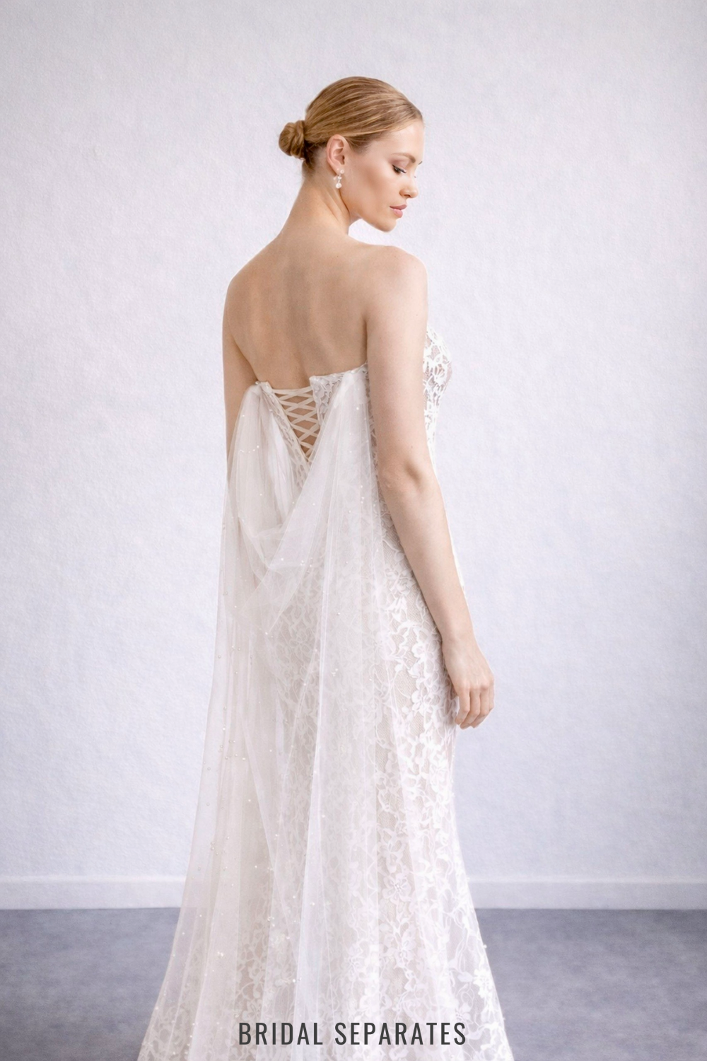 Cathedral Cape Veil with Couture Lace / "Victoire"