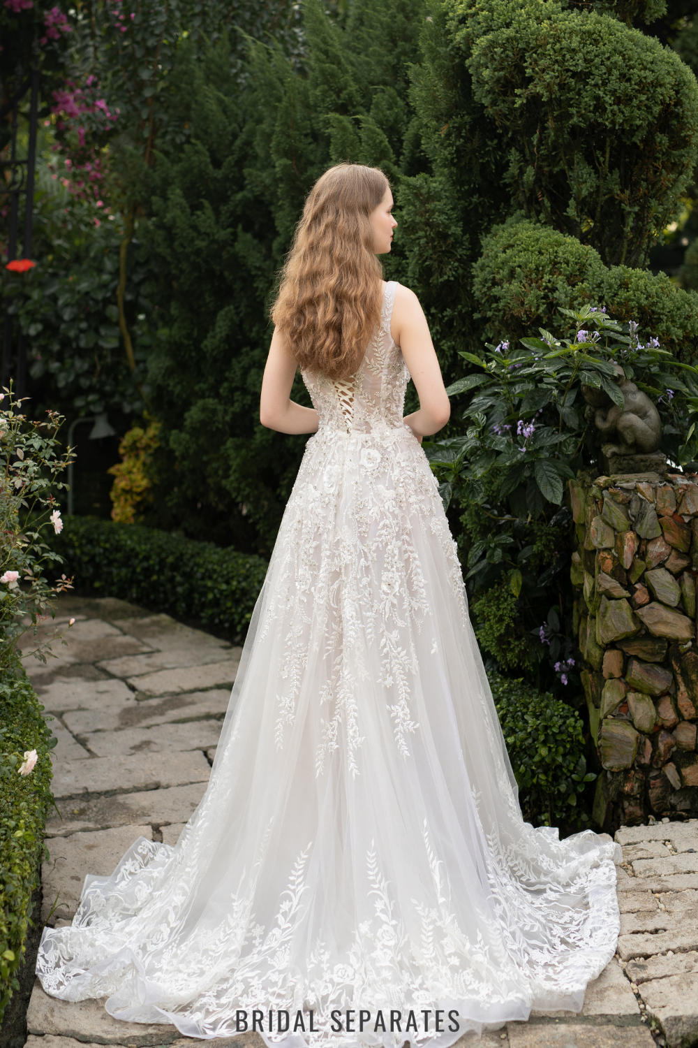 Ball Gown Wedding Dress with 3D Floral Lace / "Karina"