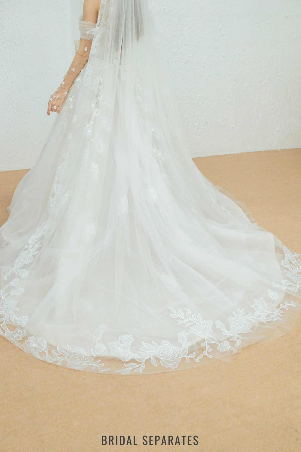 Two Layers Floral Lace Bridal Veil / "Adeline"