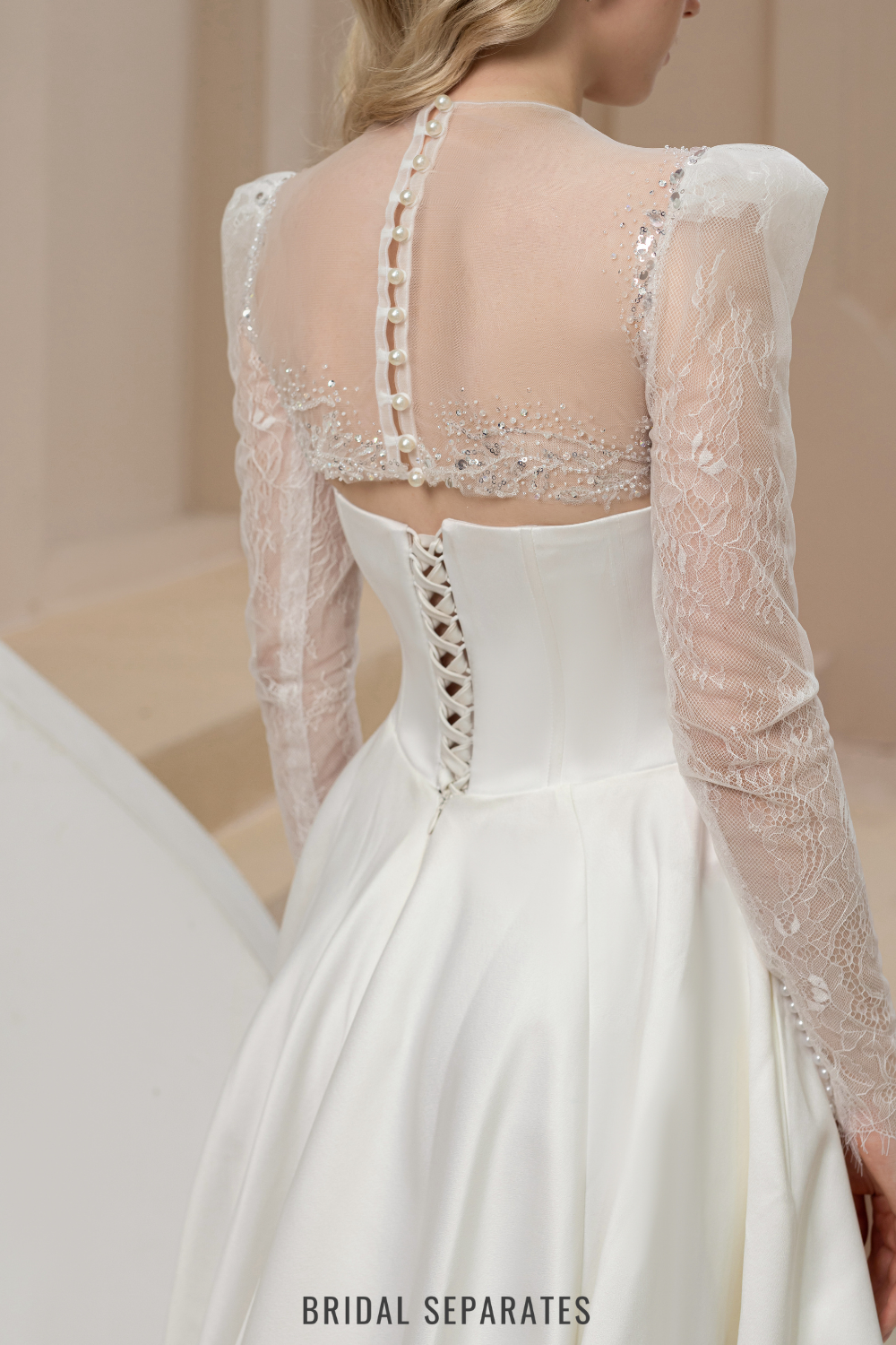 Ball Gown Wedding Dress with Lace and Beaded Bolero / "Jasmine"