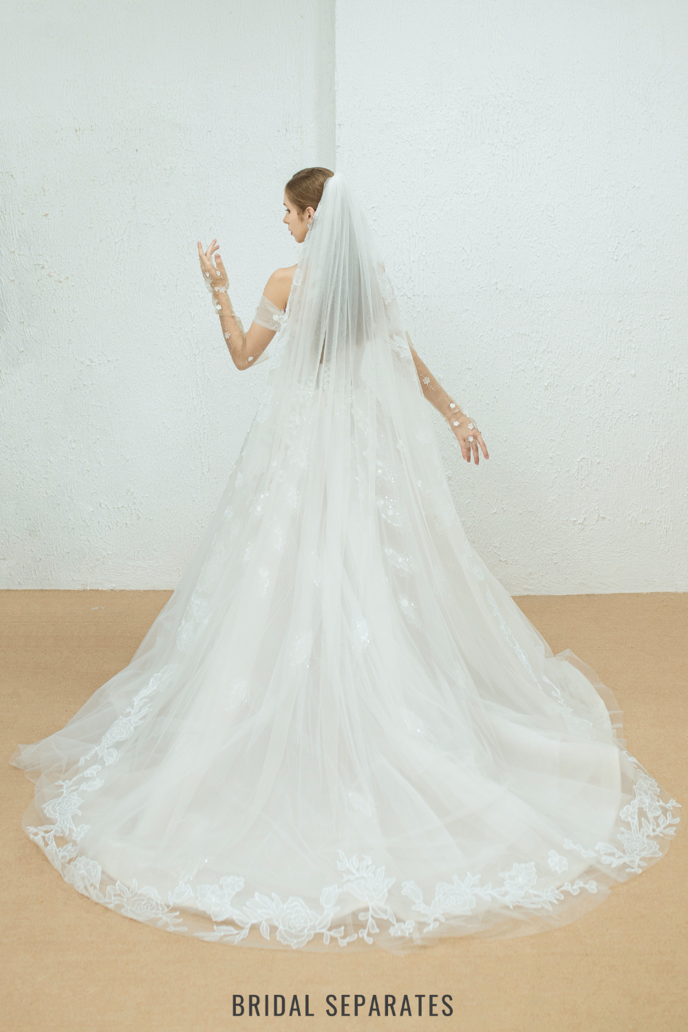 Two Layers Floral Lace Bridal Veil / "Adeline"