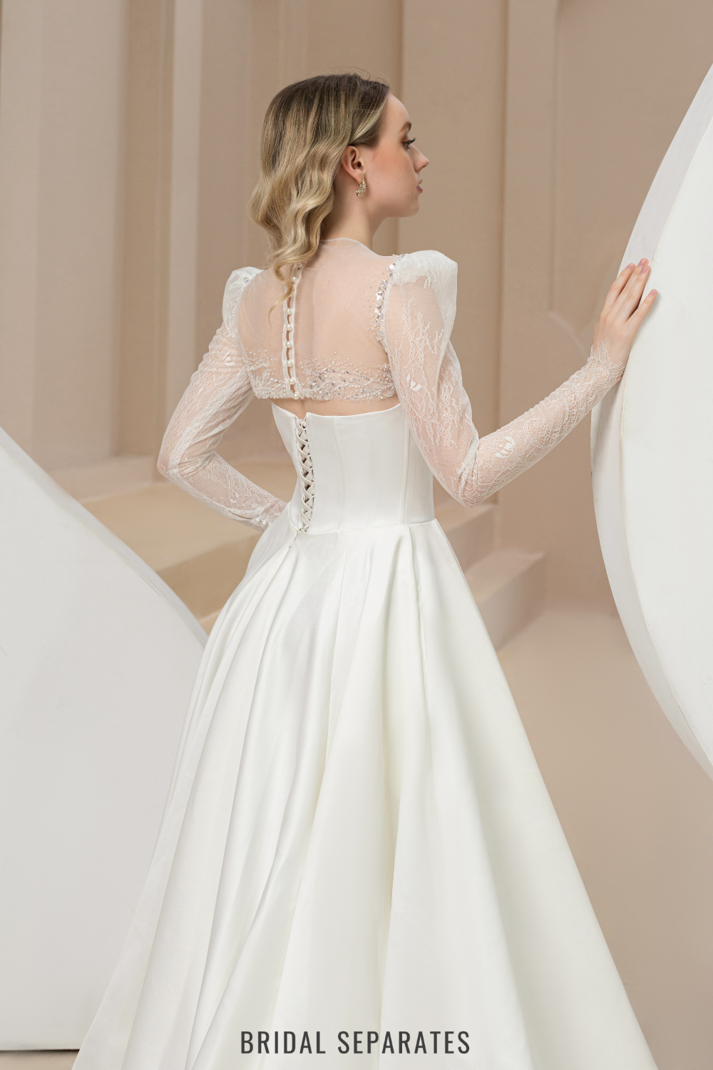 Ball Gown Wedding Dress with Lace and Beaded Bolero / "Jasmine"