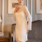 Long Sleeves Organza Midi Dress / "Fiamma"