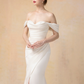 Off Shoulder Mermaid Wedding Dress with Detachable Train / "Jeannine"