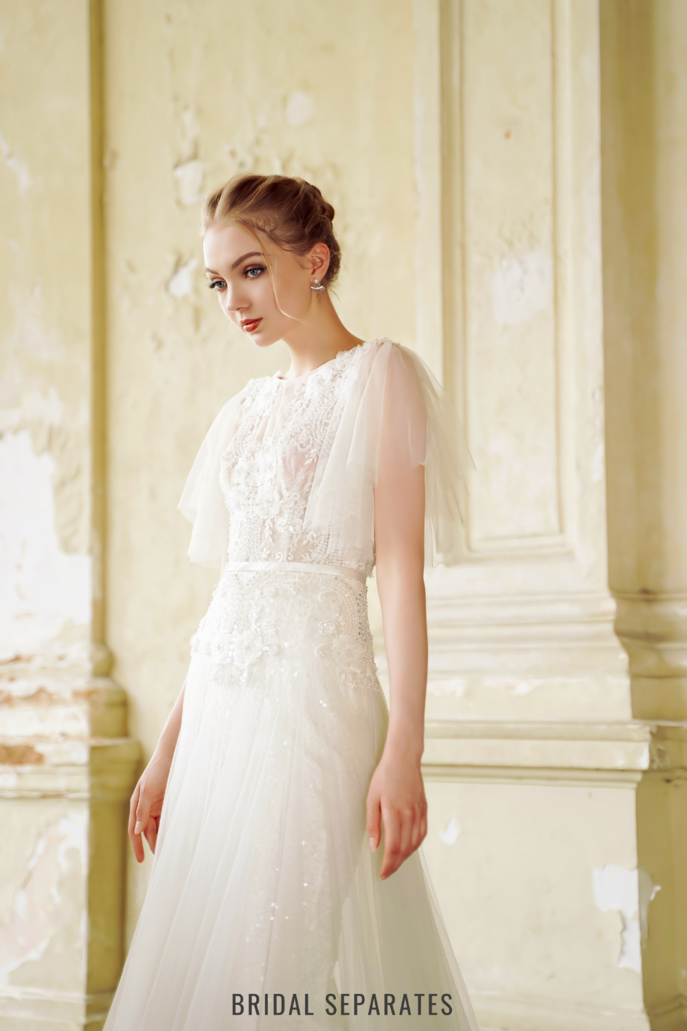 A-line Lace Floral Embellished Wedding Dress/ "Jolie"