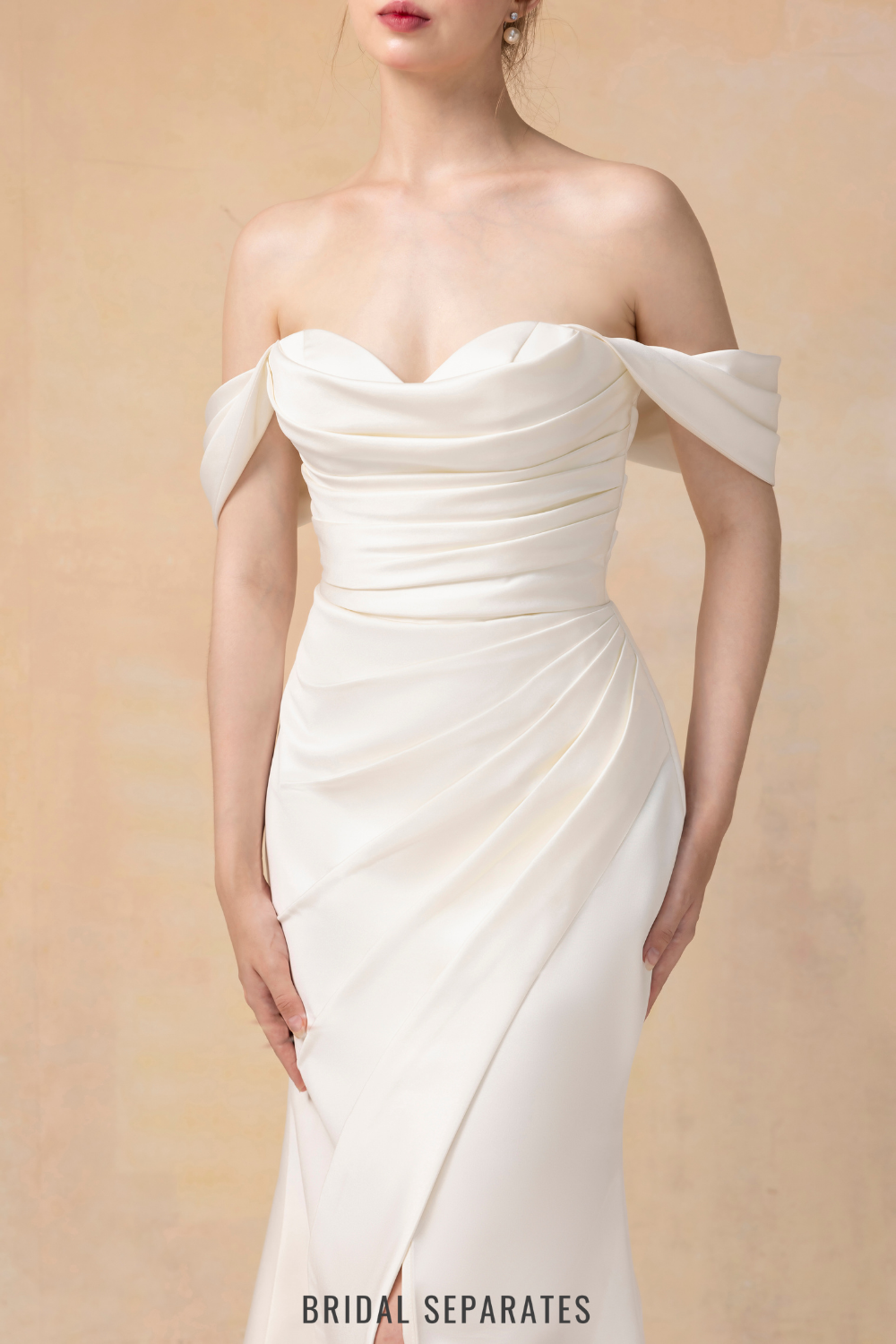 Off Shoulder Mermaid Wedding Dress with Detachable Train / "Jeannine"