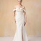 Off Shoulder Mermaid Wedding Dress with Detachable Train / "Jeannine"