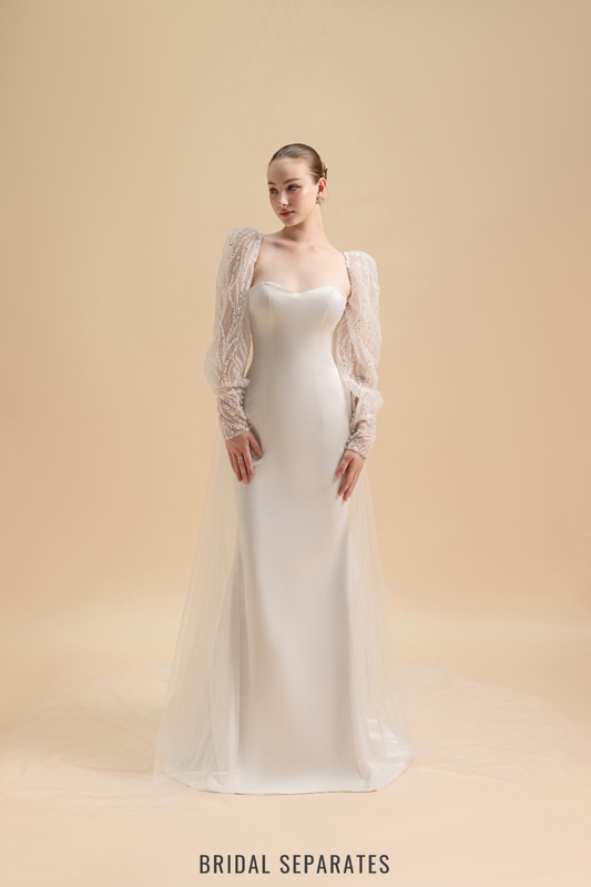 Long Sleeves Bridal Cape Veil / "Nalini"