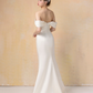 Off Shoulder Mermaid Wedding Dress with Detachable Train / "Jeannine"