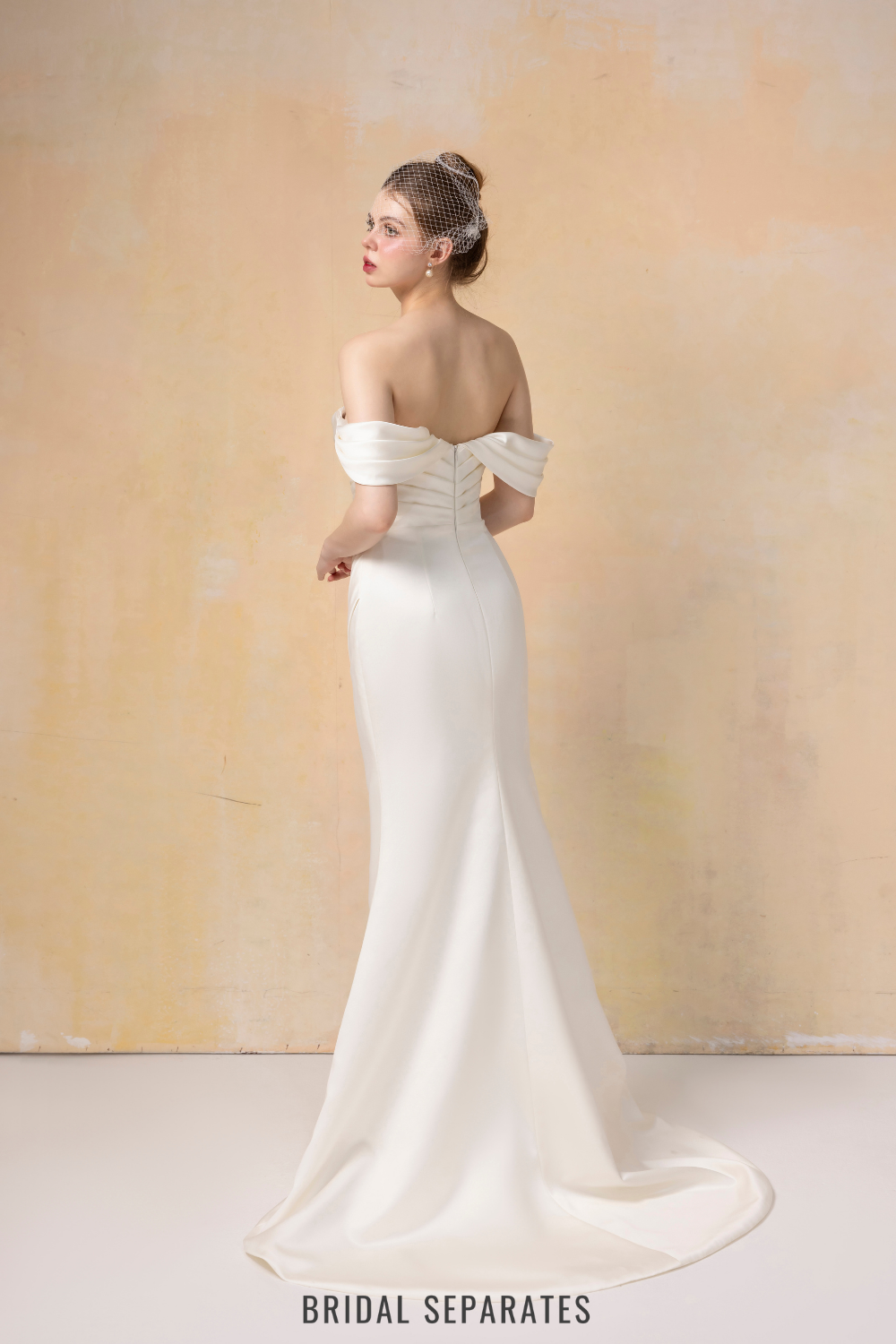 Off Shoulder Mermaid Wedding Dress with Detachable Train / "Jeannine"