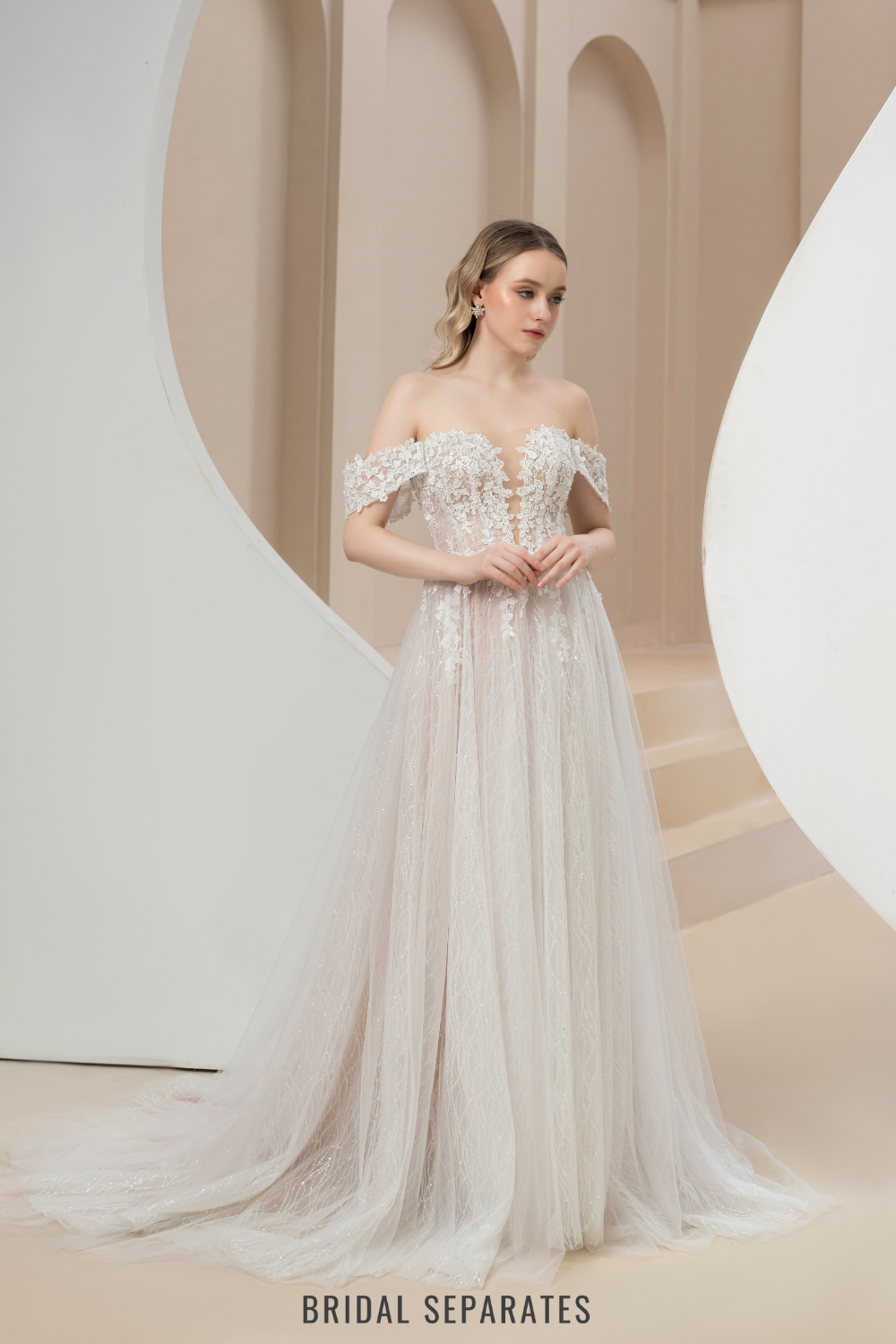 Off Shoulder Ball Gown Wedding Dress / "Ginevra"