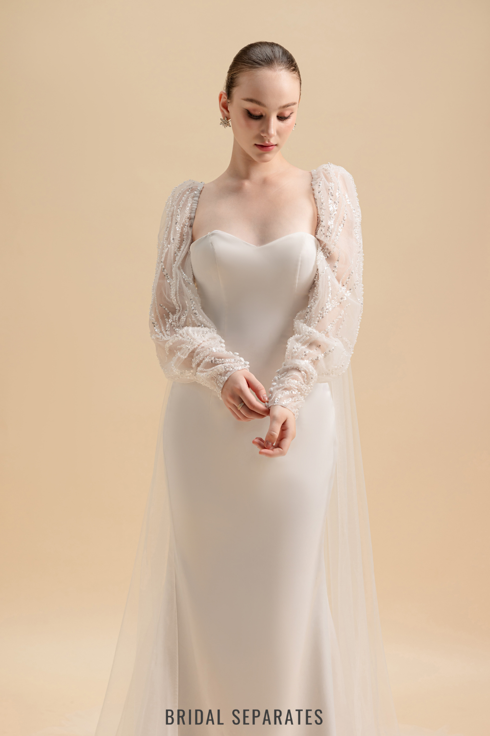 Long Sleeves Bridal Cape Veil / "Nalini"