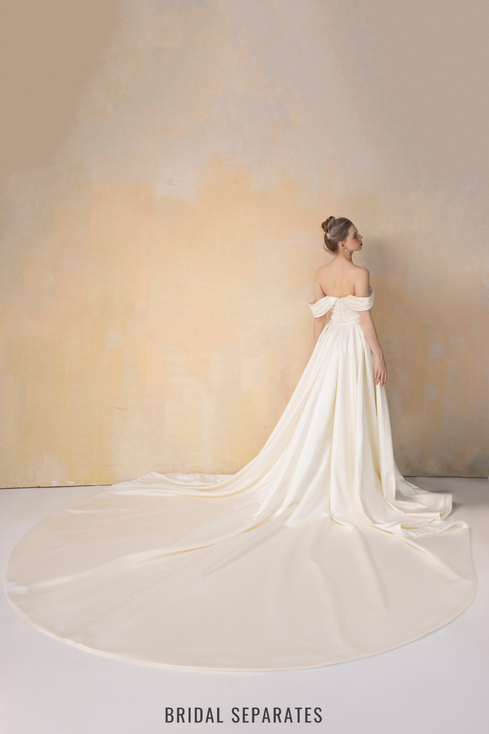 Off Shoulder Mermaid Wedding Dress with Detachable Train / "Jeannine"