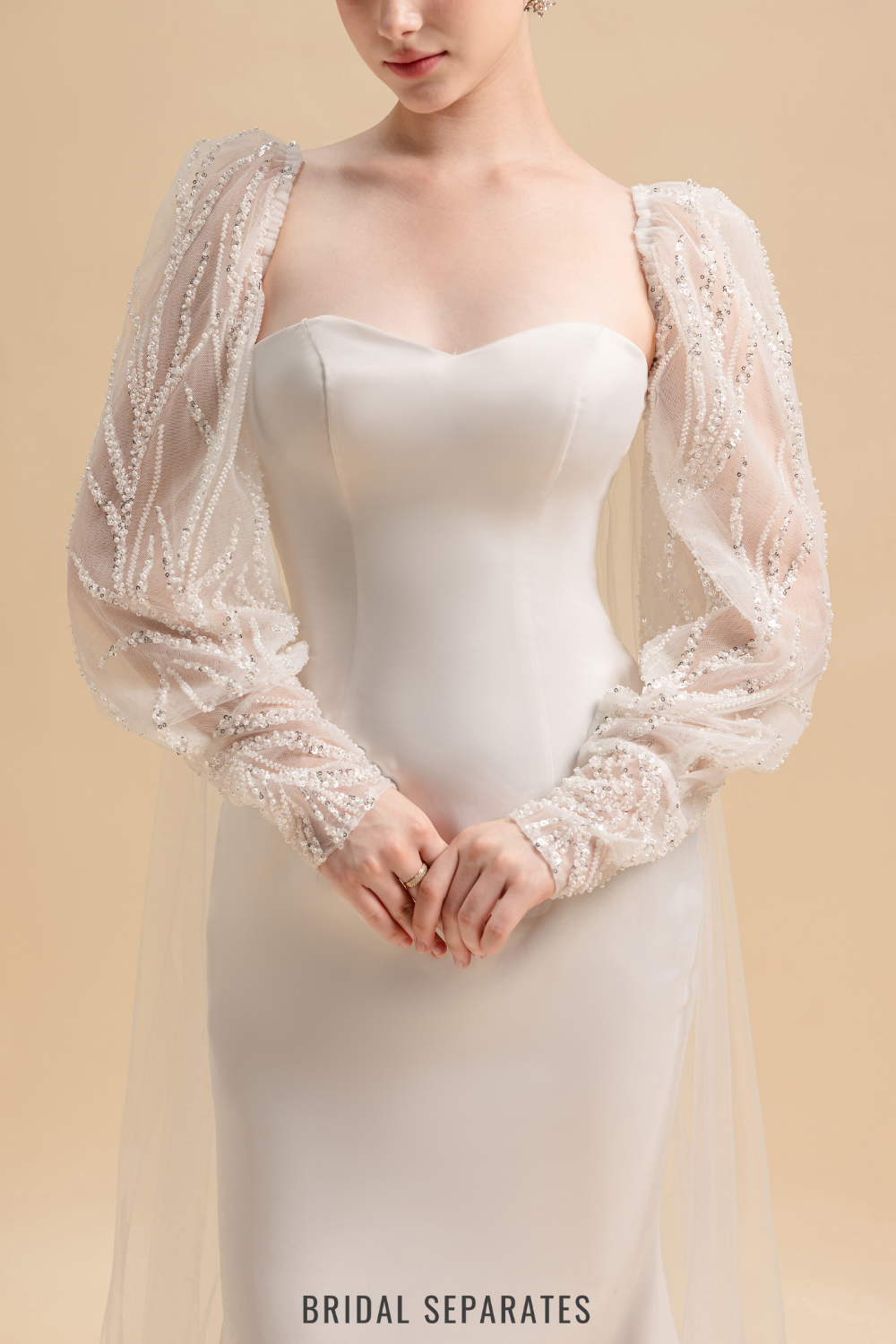 Long Sleeves Bridal Cape Veil / "Nalini"