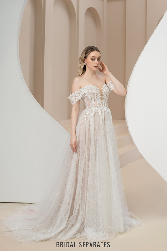 Off Shoulder Ball Gown Wedding Dress / "Ginevra"