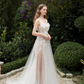 3D Lace Wedding Dress with High Slit / "Marina"