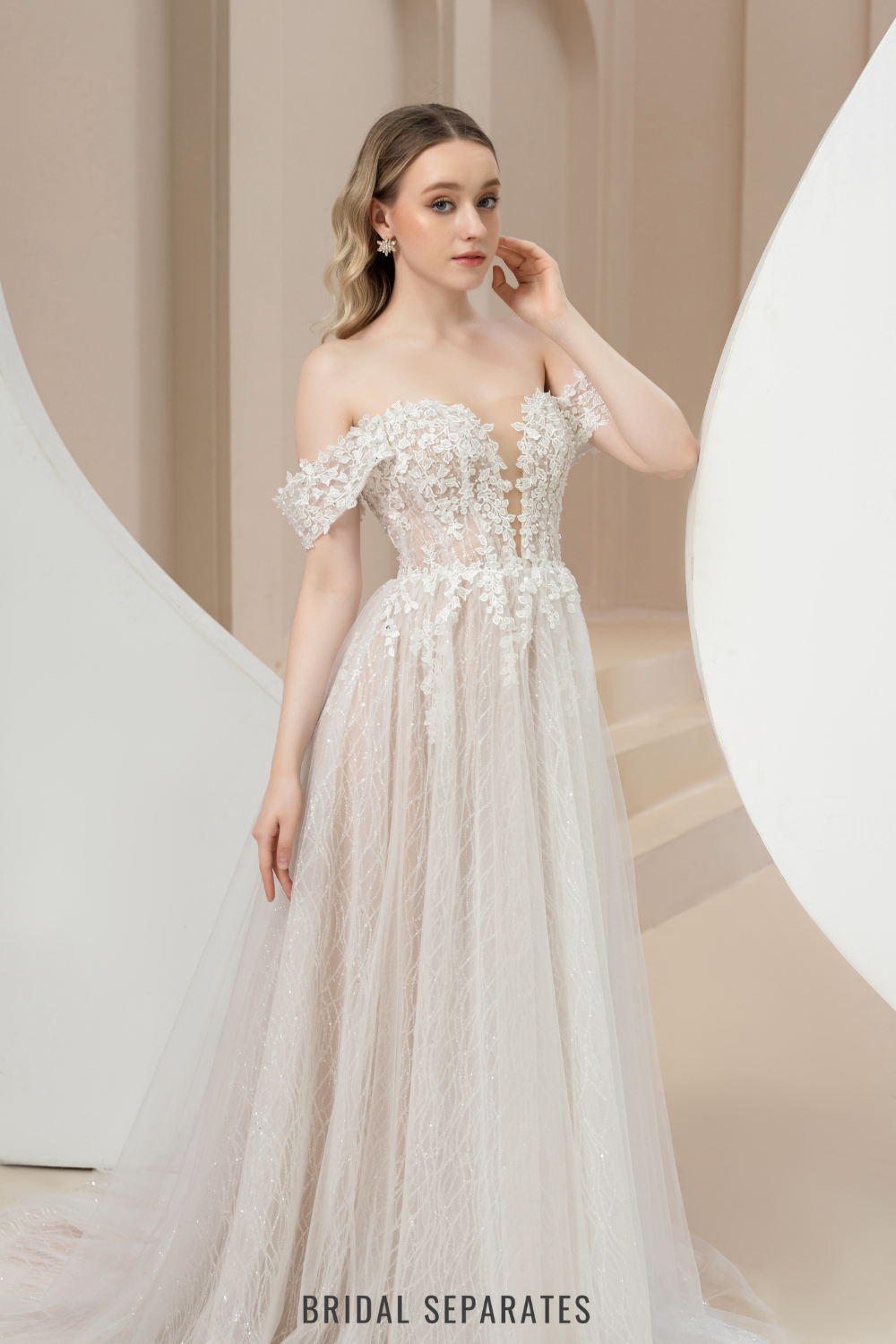 Off Shoulder Ball Gown Wedding Dress / "Ginevra"