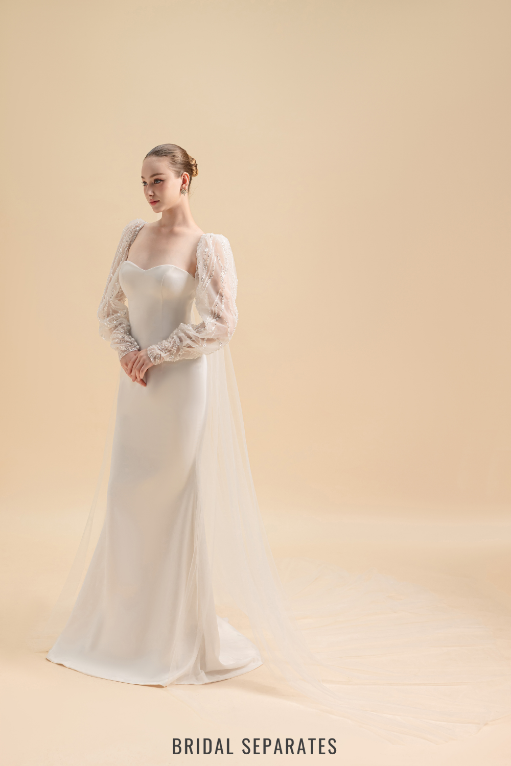 Long Sleeves Bridal Cape Veil / "Nalini"