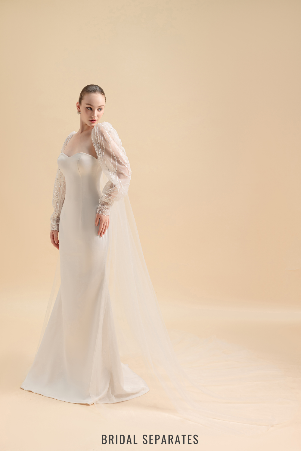 Long Sleeves Bridal Cape Veil / "Nalini"