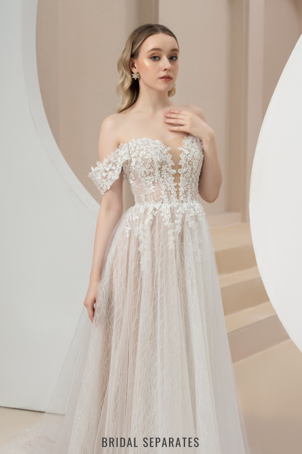 Off Shoulder Ball Gown Wedding Dress / "Ginevra"