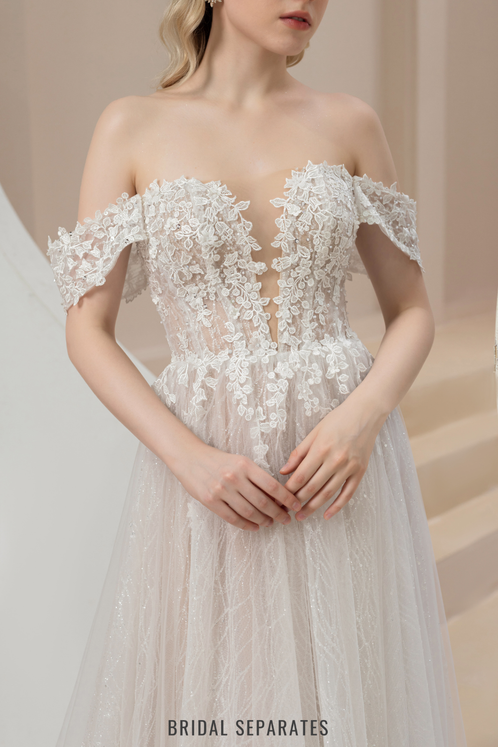 Off Shoulder Ball Gown Wedding Dress / "Ginevra"