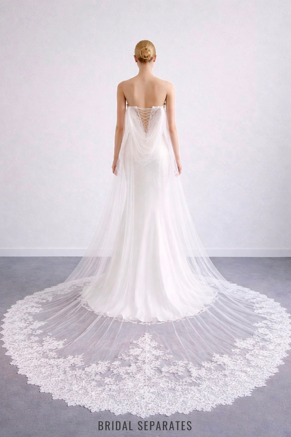 Cathedral Cape Veil with Couture Lace / "Victoire"