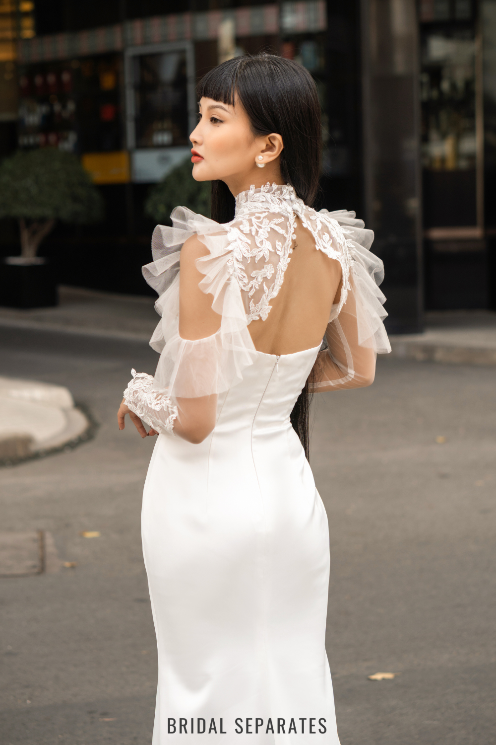 Long Sleeves Bridal Bolero with Glittered Tulle / "Elysia"