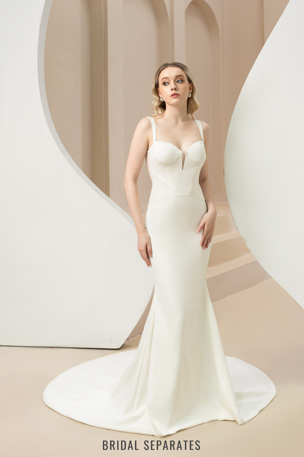 Plunging Neckline Mermaid Wedding Dress / "Ellis"