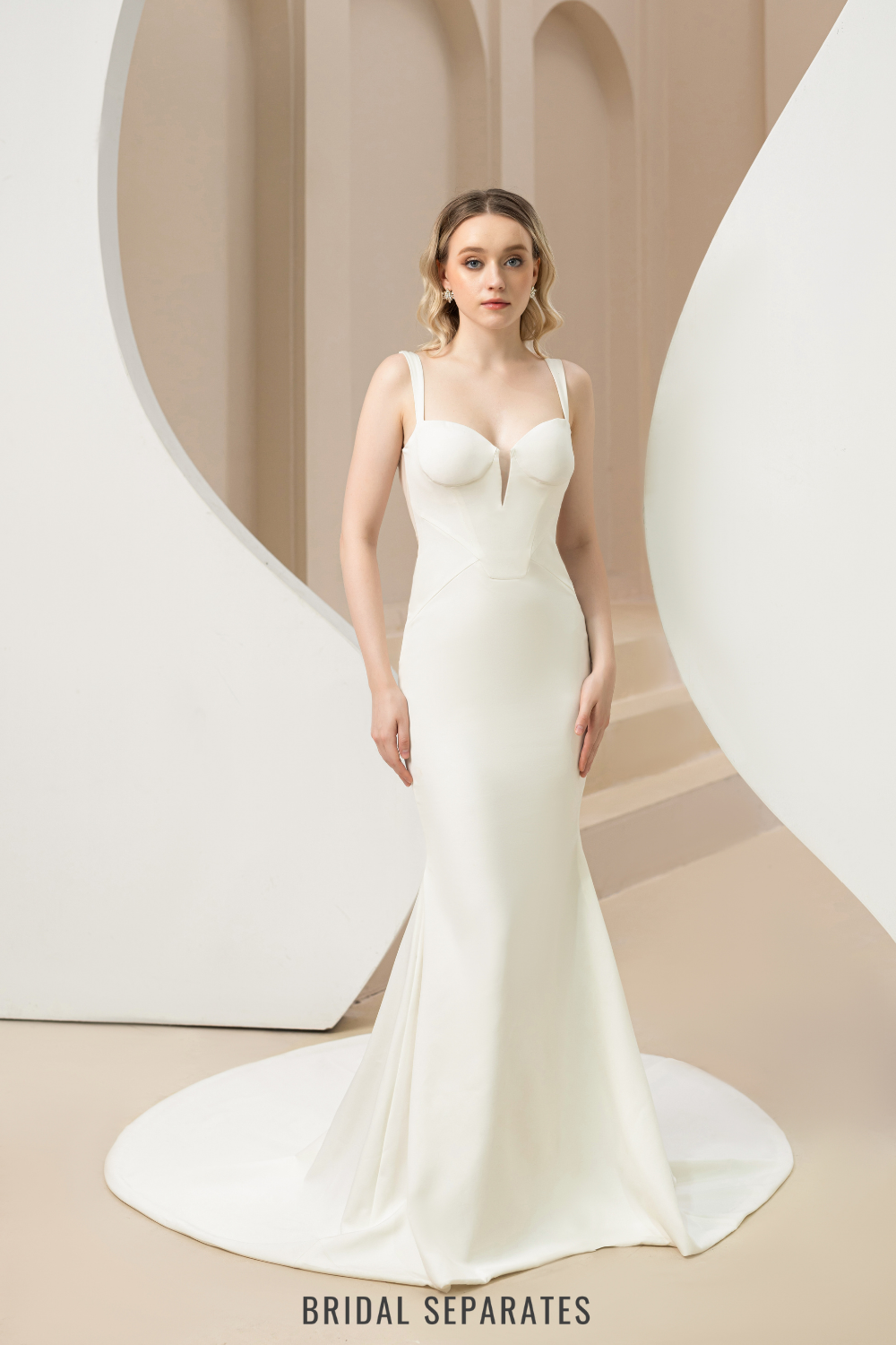 Plunging Neckline Mermaid Wedding Dress / "Ellis"