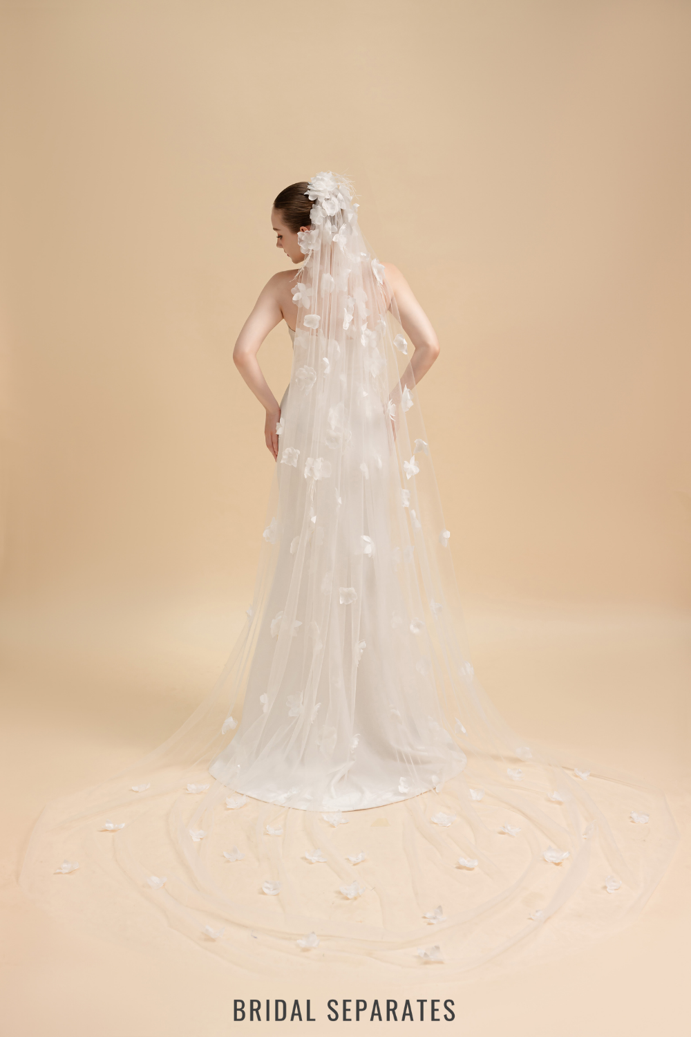 3D Flowers Wedding Veil / "Elaine"