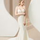 Plunging Neckline Mermaid Wedding Dress / "Ellis"